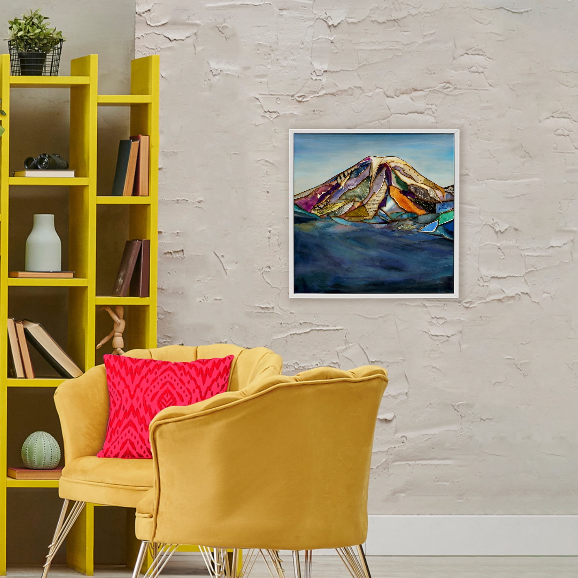Stupell Industries Collaged Layers Mountain White Framed Giclee Art, design by Van Horne-Borcherding