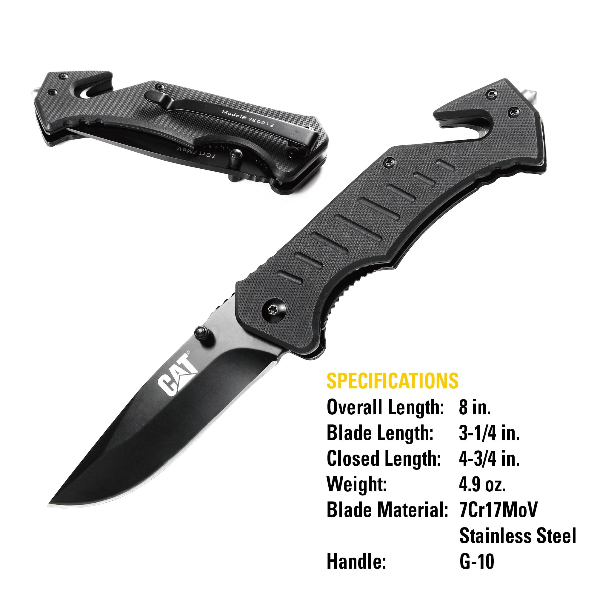 Cat 8" Drop Point Folding Knife 3-1/4" Stainless Steel Blade - 980012