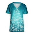thumbnail image 4 of Luxalzxs Scrubs for Women, Women's Happy New Year Christmas Tree Print Nursing Uniform Short Sleeve V-Neck Holiday T-Shirts Workwear Tops with Pockets, 4 of 5