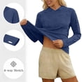 thumbnail image 4 of Afuyipoi Women UPF 50+ Sun Protection Shirt,Quick-Drying Sporty & Casual Thumb Holes Long Sleeve Shirt Navy L, 4 of 6