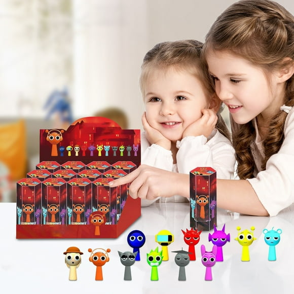 Sprunki Game Plush Toys,,Colorful Monster Finger Puppets,Action Figures Mystery Box, Mystery Box (12Pack)