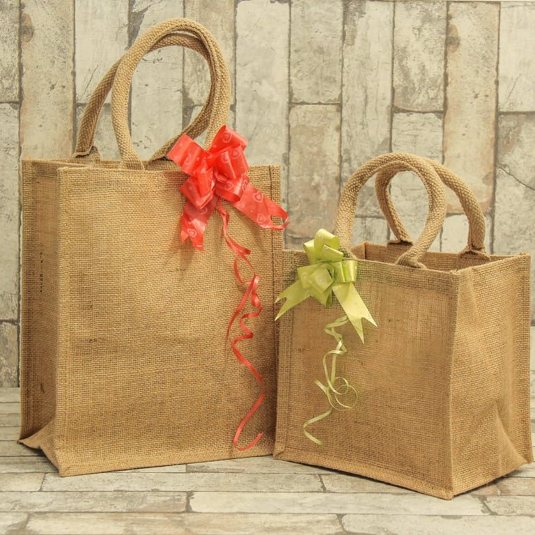 Sweetude 10 Pcs Thank You Gift Bags Jute Tote Bag Reusable Burlap with