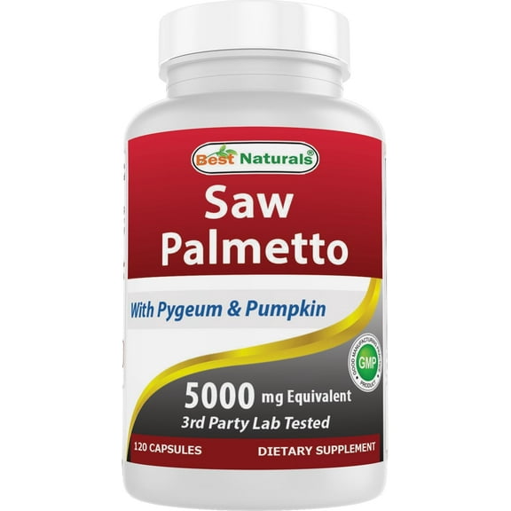 Best Naturals Saw Palmetto 10:1 Extract Prostate Supplements for Men - 120 Capsules - Made with Pygeum Bark 4:1 Extract & Pumpkin Seed Powder