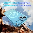 thumbnail image 7 of Designed for iPhone 15 Magnetic Phone Case,Compatible with Mag-safe,Cute Curly Wave Frame Design,Sparkly Bling Glitter Shockproof Anti-fall Rugged Transparent Phone Case,Blue, 7 of 7