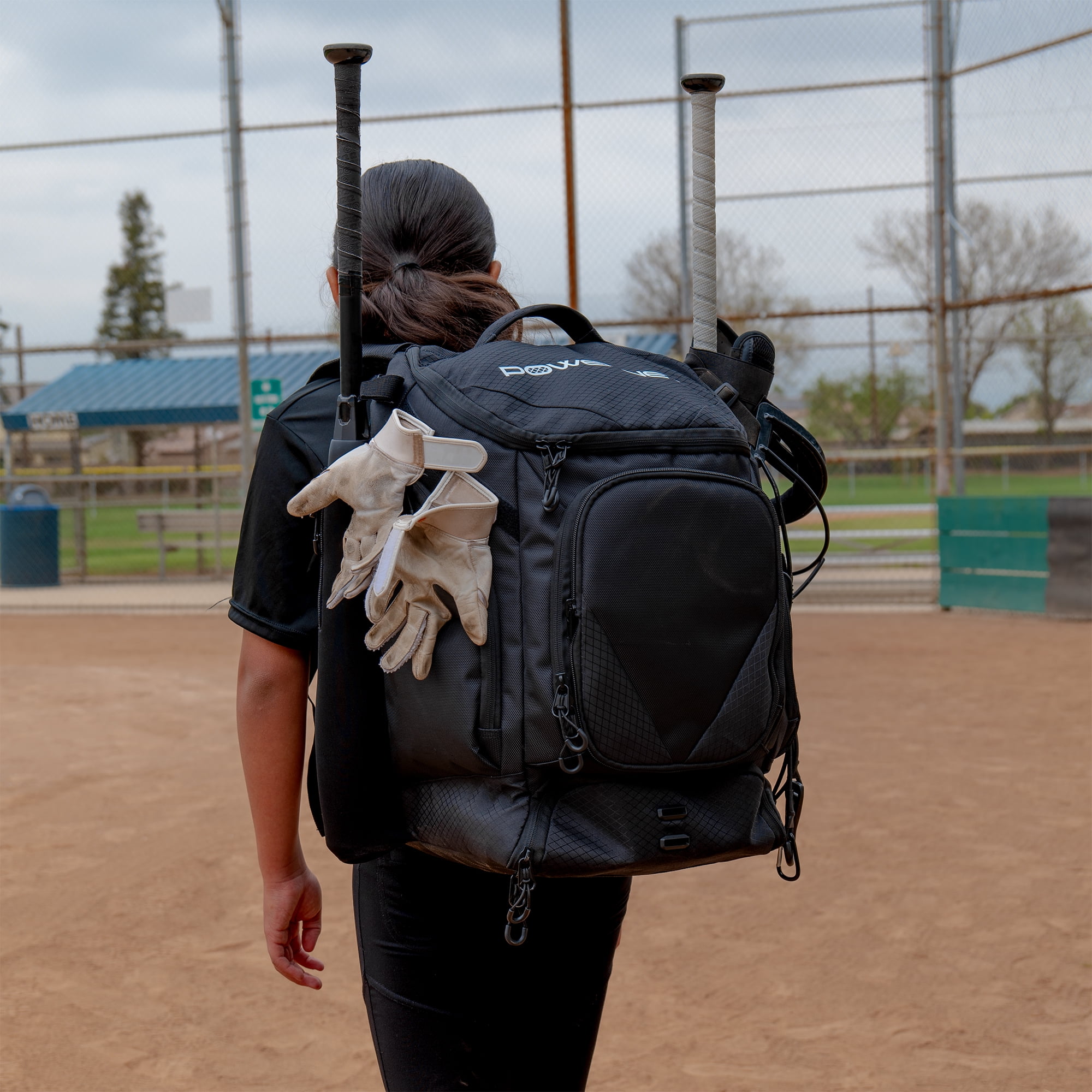 PowerNet Surge Softball Baseball Bag, Dual Bat & Gear Travel Backpack, Baseball Equipment Bat Bag, Baseball Softball Backpack with Dugout Fence Hooks & Cleat Pocket (6 Backpacks)