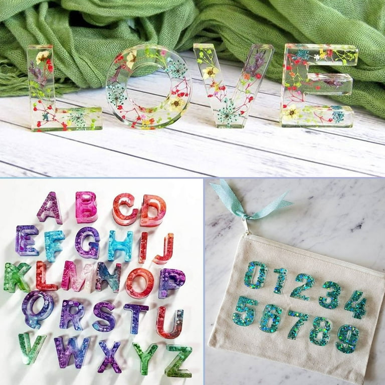 TSV 70pcs Alphabet Resin Silicone Molds Set, Backward Letter