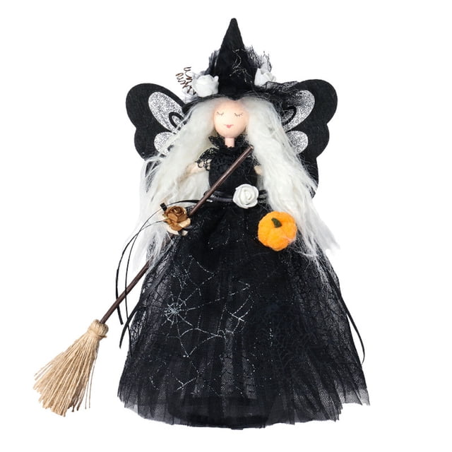 Adorno colgante de la parte superior del árbol de bruja negra para Halloween