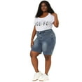 thumbnail image 2 of Unique Bargains Women's Plus Size Denim Shorts Slash Pocket Capri Jeans, 2 of 7