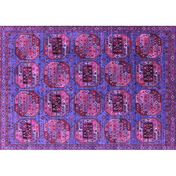 Ahgly Company Indoor Rectangle Oriental Purple Industrial Area Rugs, 7' x 9'
