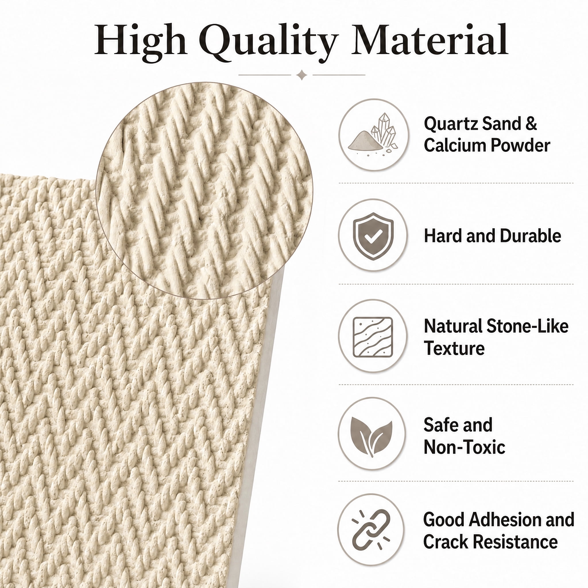 Real3D 8Pcs 24"x24" Faux Stone Wall Panels 3D Textured, Flexible Real Sand Finish Decorative Wall Tiles,Creamy White