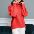 thumbnail image 5 of Lovskoo Sweaters for Women Long Sleeve Solid Color Crewneck Mock Neck Pullover Knit Jumper Tops Casual Sweater Orange, 5 of 5