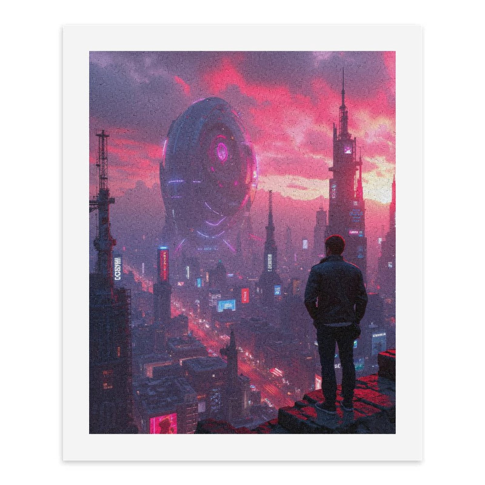 Paint by Numbers Kit for Adults, Futuristic Cityscape Alien Spaceship Paint by Numbers, Easy Paint by Numbers Kit for Adults Beginner, DIY Adult Paint by Number Kits on Canvas, Home Decor