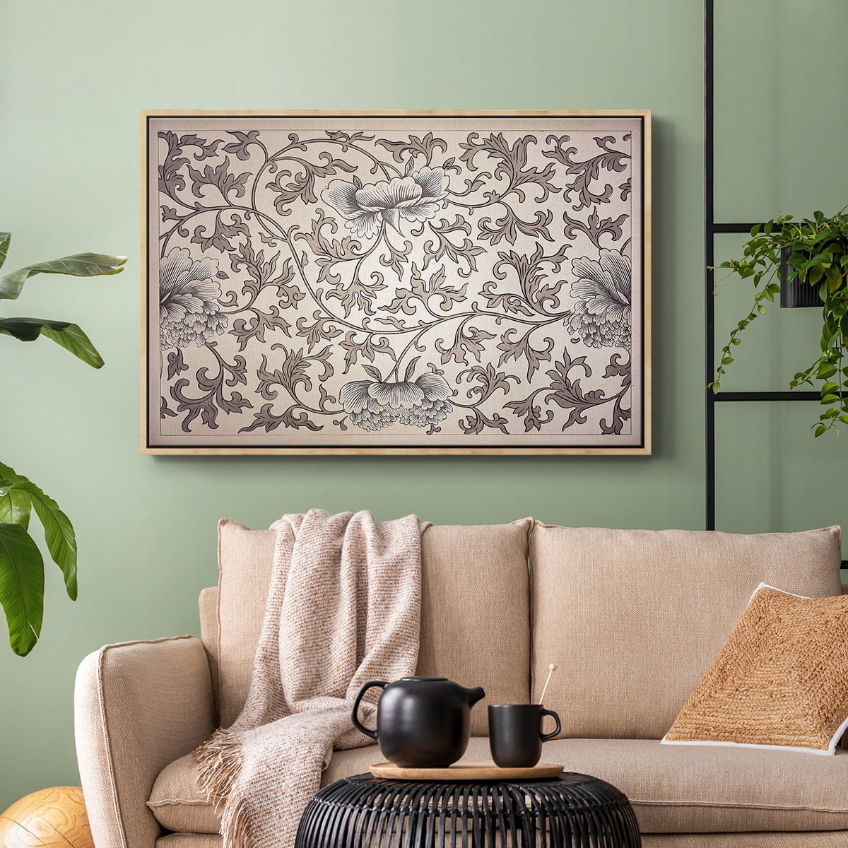 Vintage Abstract Print-XXIV Framed in Natural Wood Wood Gallery Wrapped Canvas 25 in. x 37 in.