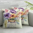 thumbnail image 3 of Creowell  Pillow Covers Poppy Flowers Mason Jar Eucalyptus Leaves Butterfly Spring Pillows Decorative Throw Pillows Purple Cushion Case Summer Decorations Farmhouse Decor for Couch Sofa, 3 of 5