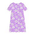 thumbnail image 3 of RXIRUCGD 2025 Summer Clothes for Kids Girl's Flower Print Short Sleeve Stretchy Dress Summer Sleeve Round Neck Dress Dance Skirt for Kids, 3 of 4