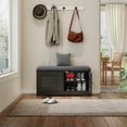 thumbnail image 4 of Barara King Adjustable Shoe Storage Bench with Cabinet Doors, 28.74" Entryway Seat with Cushion for Organizing, Black, 4 of 8