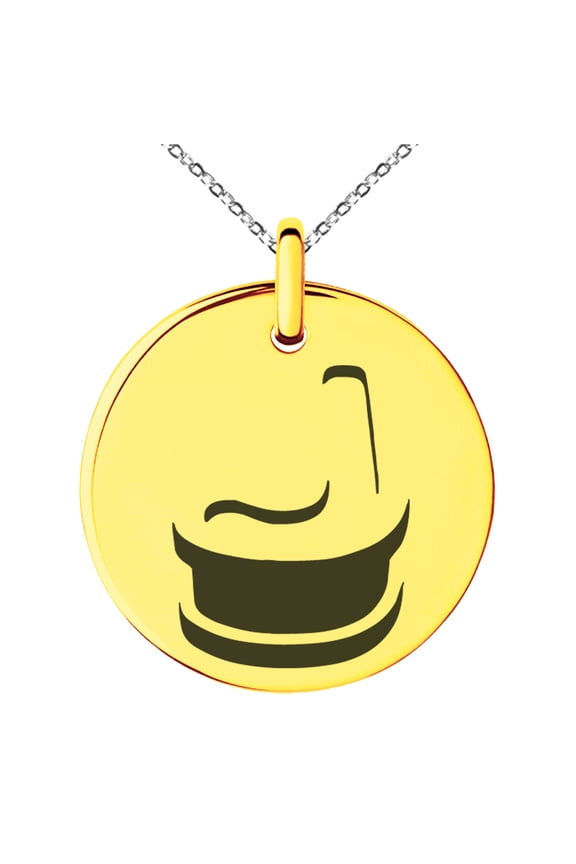 Stainless Steel Letter J Initial 3D Monogram Engraved Small Medallion Circle Charm Pendant Necklace