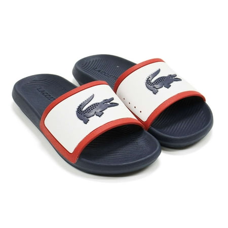 

Lacoste Men s Croco Slide Tri 2 Sandals White \ Navy \ Red 12 M US