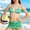 Green, variant on Avrnliq Girls 3 Piece Tropical Leaf Print Swimsuit Modest Skirted Bathing Suit Halter Top Quick Dry Swimwear Set for Tween Girls 8-15 Years Green,Size 10-11 T