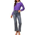thumbnail image 2 of Allegra K Women's Button Down Shirt Long Sleeve Work Peter Pan Collar Blouse Tops, 2 of 6