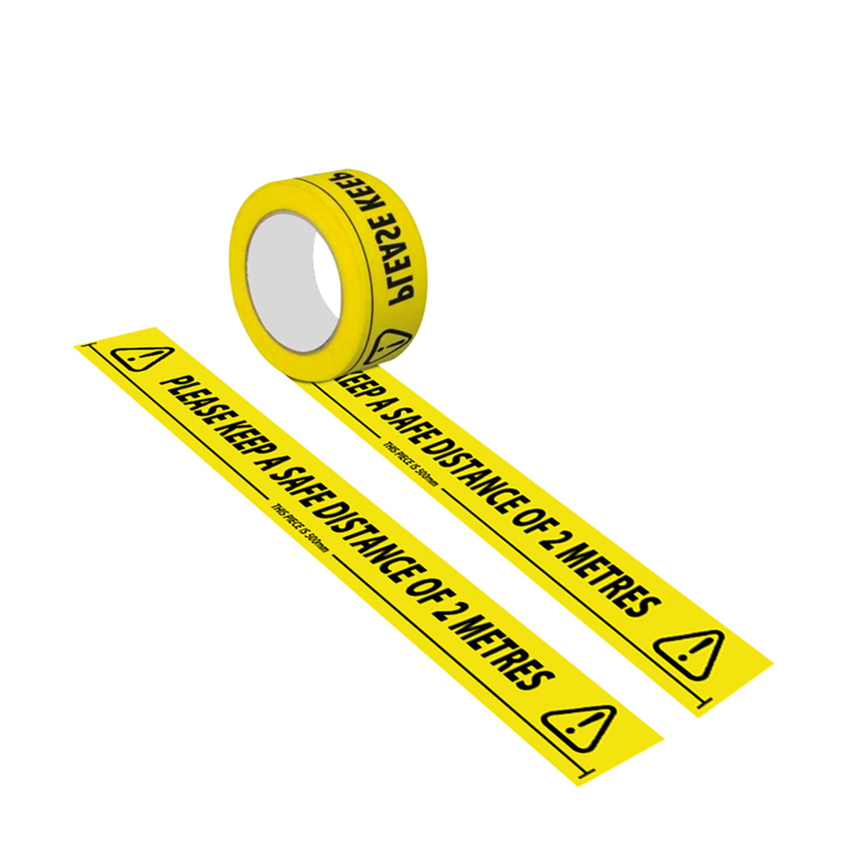 Triplast 'Please Keep A Safe Distance' Warning Floor Tape Single Roll Strong Yellow And Black Tape X-Long Roll 66-Metres Long