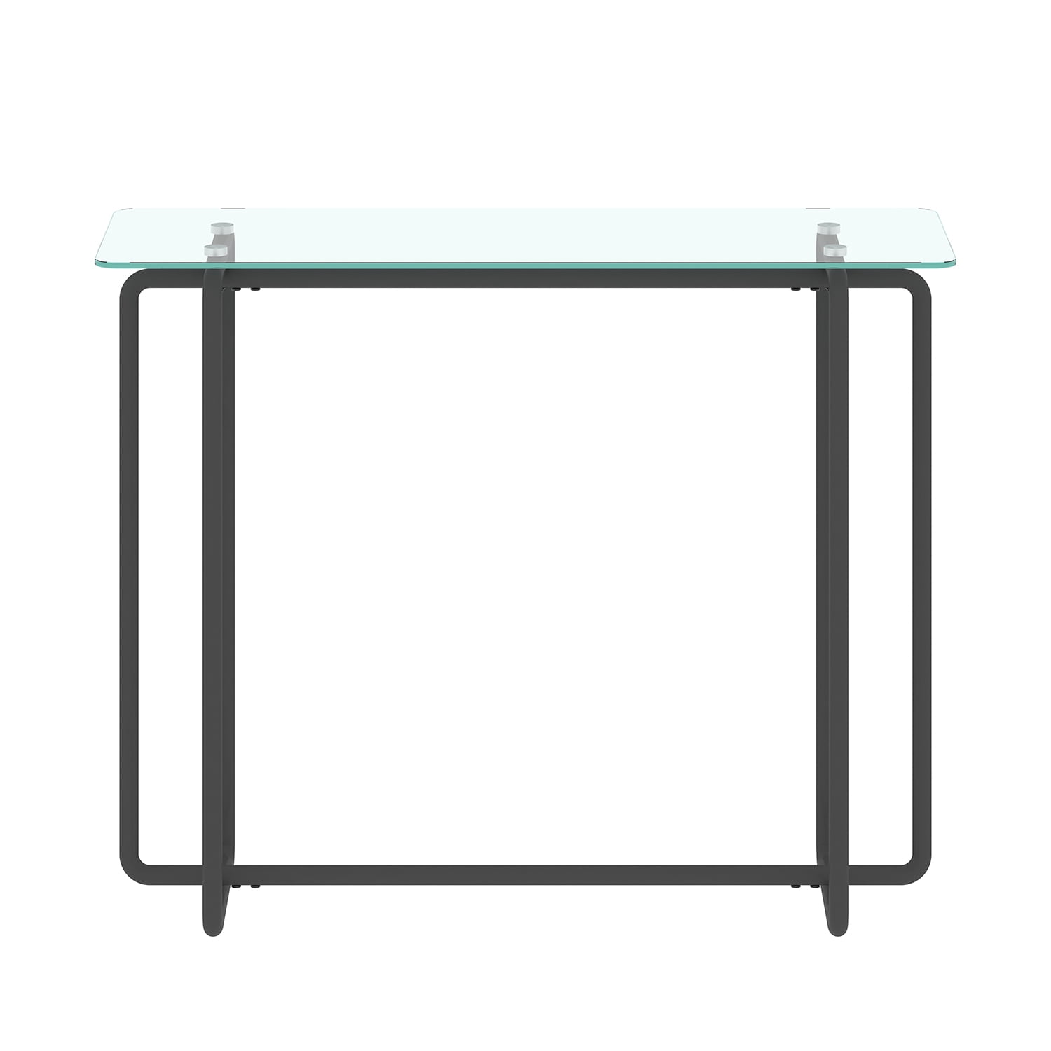 Kadyn Console Glass Table, Black Leg Double Tempered Glass Tea Table, Entryway Console Sofa Table for Living Room, Transparent Kadyn Console Glass Table, Black Leg Double Tempered Glass Tea Table, Entryway Console Sofa Table for Living Room, Transparent