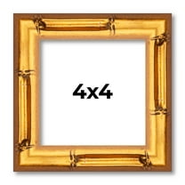 4x4 Frame Gold Bamboo Solid Wood Picture Frame | 1 Inch Moulding Width | Interior Frame Depth 0.75