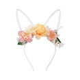 thumbnail image 3 of CoreLiving Easter Bunny Ears Headband for Women Floral Rabbit Ear Crown with Plush Furry White Trim and Colorful Spring Flowers for Easter Party Favors, 3 of 9