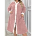 thumbnail image 4 of Plus Size Color Block Plaid Edging Button Up Flannel Robe, 4 of 5