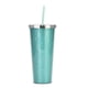 thumbnail image 1 of Taza plástica reutilizable de la taza de la agua fría 700ml, taza brillante de la bebida de la doble capa con la tapa y la paja, 1 of 5