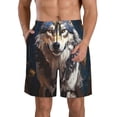 thumbnail image 1 of Fotbe Oil Painting Tribal Wolf Trajes de Baño Estampados para Hombre, Shorts de Verano de Secado Rápido, Ropa de Playa, Bañadores-Small, 1 of 6