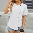 thumbnail image 2 of gakvbuo Summer Top for Women Tops Dressy Casual 2024 Women'S Casual Solid Color Round Neck Short Sleeve Tops Blouses T-Shirt, 2 of 8