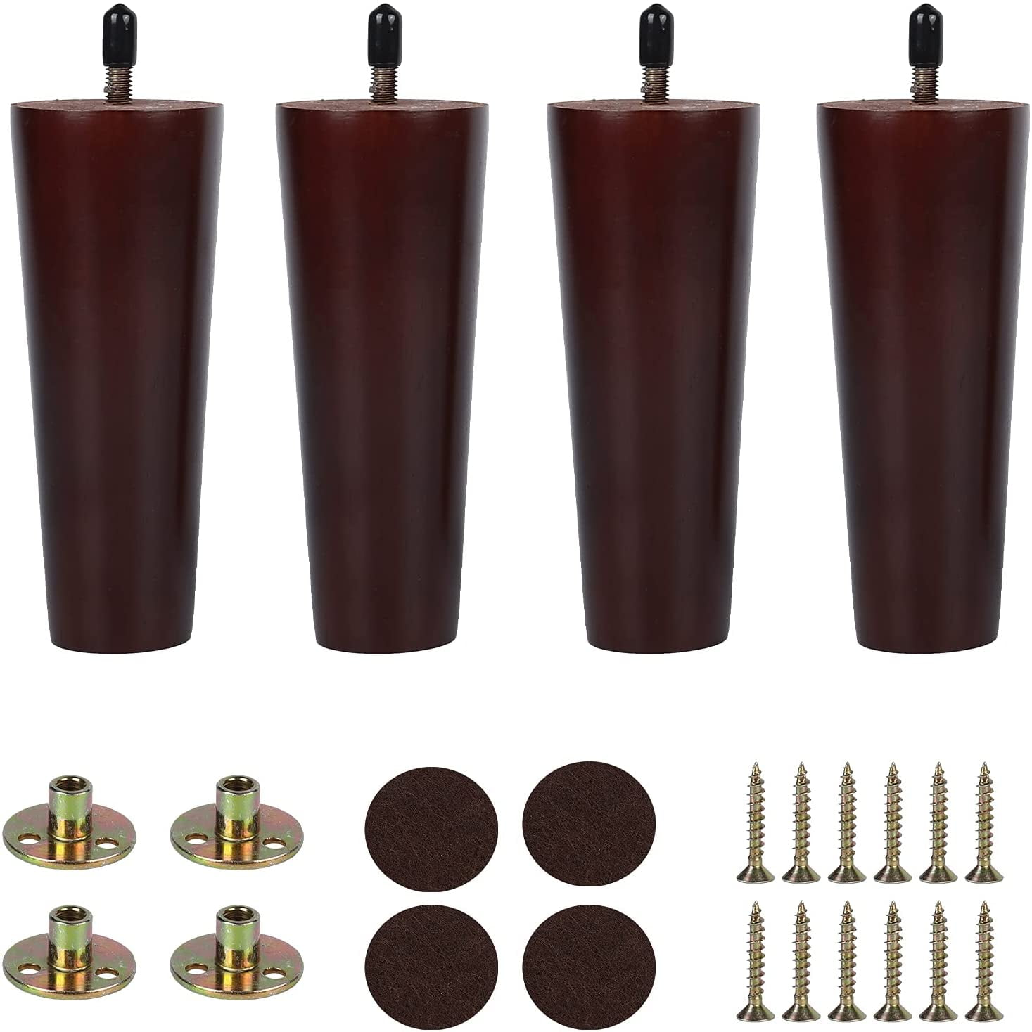 MEETWARM 6 inch Round Tapered Furniture Leg Wood Sofa Replacement Legs