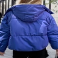 thumbnail image 3 of Manteau Matelassé Uni à Manches Longues avec Capuchon et 2 Poches pour Femmes, 3 of 4