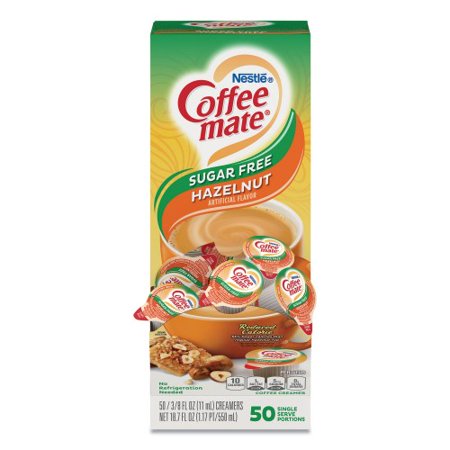 New Coffee-mate Liquid Coffee Creamer  Sugar Free Hazelnut  0.38 oz Mini Cups  50/Box