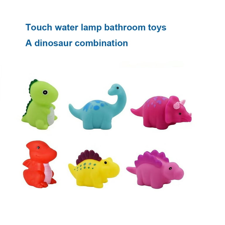 TITOUMI Light Up Dinosaur Bath Toys, 6 Pack Floating Bath Toys for