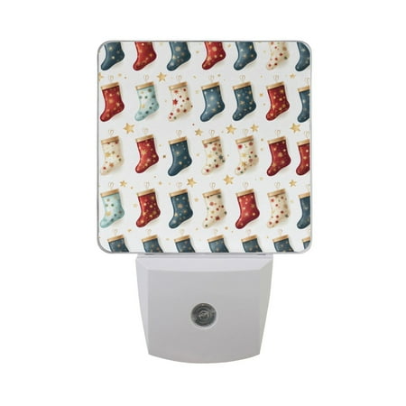 

Christmas Socks Night Light LED Dusk to Dawn Auto Sensor Night Lamp Plug-in Nightlight for Bedroom Hallway Kitchen 2 PCs