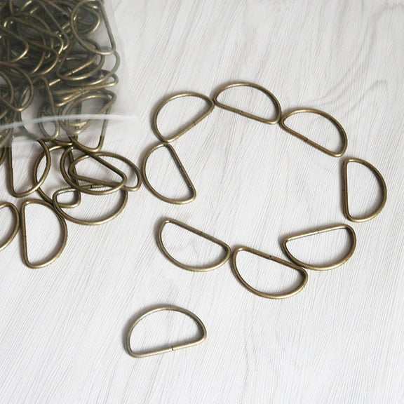 FESTFENDS 100Pcs Webbing Bag Strap Metal D Rings for Suitcase Belt Diy Makers Craft Enthusiasts Bronze