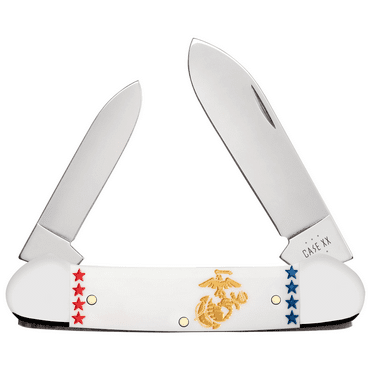 Case XX Knives USMC Canoe 13205 Smooth White Delrin Stainless Steel Pocket Knife