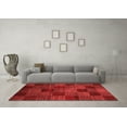 thumbnail image 3 of Ahgly Company Machine Washable Indoor Square Checkered Red Modern Area Rugs, 4' Square, 3 of 4