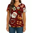 thumbnail image 5 of Womens Christmas Scrub Tops Cute Xmas Print Short Sleeve Nurse Working Uniforms Christmas Plus Size Scrub T Shirts, 5 of 5