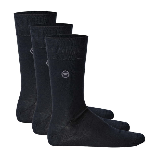 TOM TAILOR Calcetines para Hombre, Paquete de 3 - Básicos, Mezcla de Algodón, Lisos Azul marino 43-46