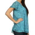 thumbnail image 4 of Sakkas Charolette Embroidery And Seqiun Accents Blouse - Turquoise - One Size, 4 of 6