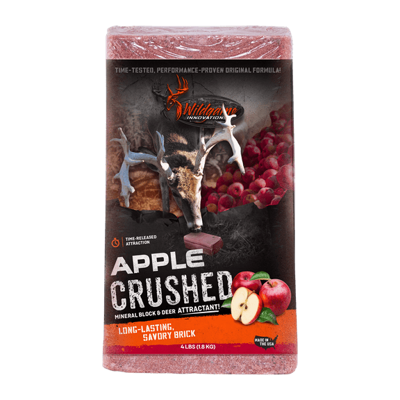 Wildgame Innovations Apple Crushed Deer Attractant Salt Block, 4lbs | Long-Lasting Time-Released Powerful Health-Promoting Mineral Block for Deer