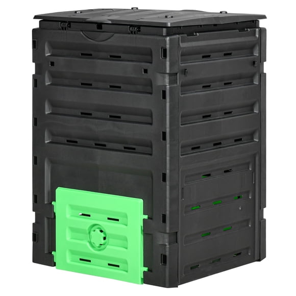 Black 120 Gallon Outdoor Compost Bin with Vents & Sliding Doors - Garden Composter for Kitchen & Yard Waste - Patio & Garden Fertilizer Maker