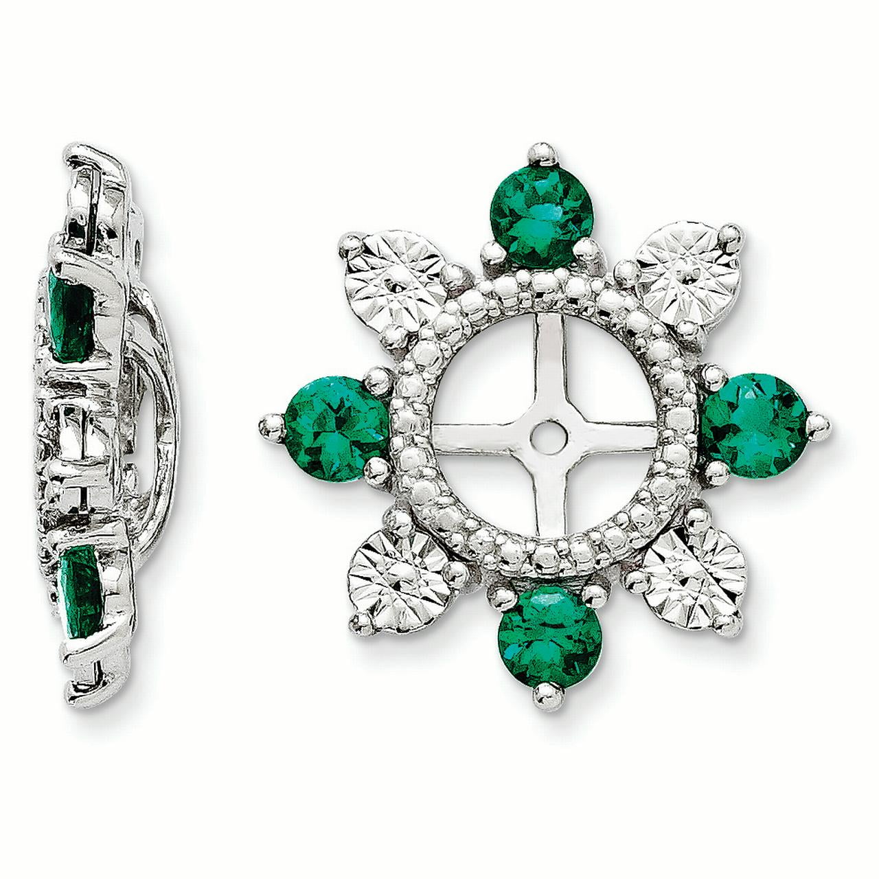 Shirin Diamond Jewelry Sterling Silver Rhodium Created Emerald
