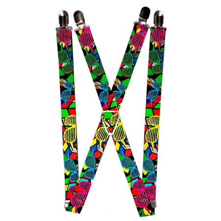 - 3D 3 Dimensional Glasses Sunglasses Colorful Cubes Suspenders