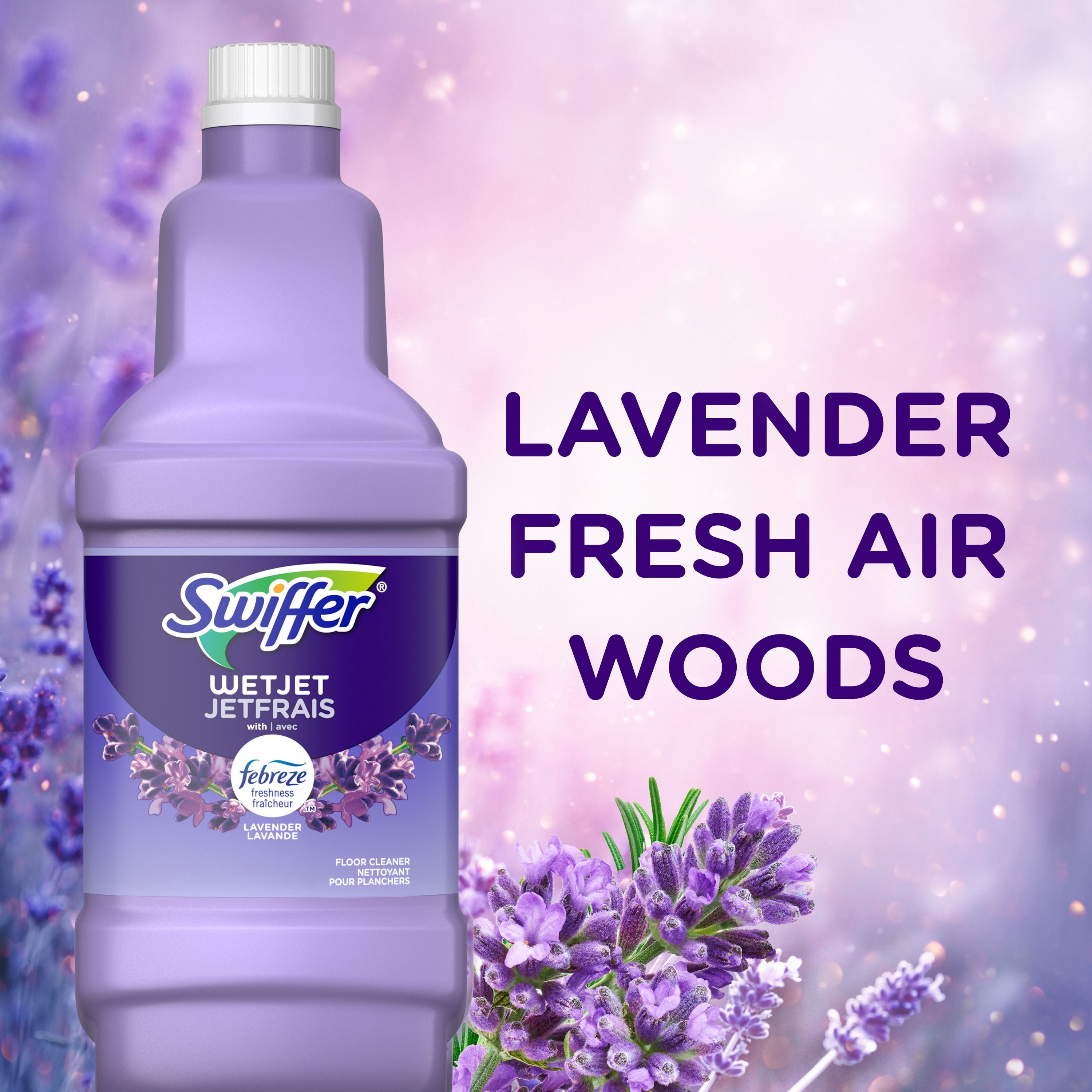 Swiffer WetJet Spray Mop Multi-Purpose and Hardwood Liquid Floor Cleaner Refill, Lavender Vanilla & Comfort