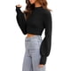 thumbnail image 4 of Jersey de punto para mujer, jersey sexy de corte corto con cuello redondo, sudadera de manga larga, jersey de punto elegante, 4 of 5