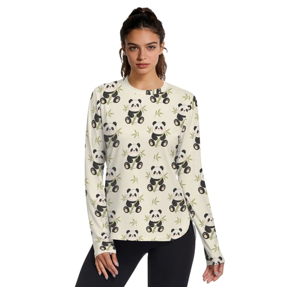Panda Bamboo Women UPF 50 UV Shirts Long Sleeve with Thumb Holes Workout Sun Shirt Quick Dry Athletic Hiking Tops